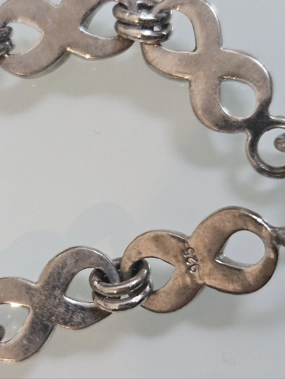 Fire Blue Opal Sterling Silver Infinity Link 925 Bracelet 7